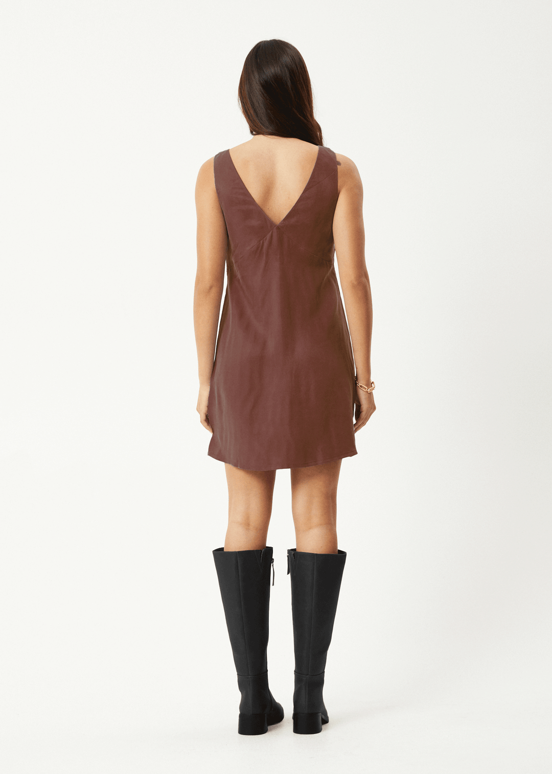 Afends Grace Cupro Mini Dress Hazelnut