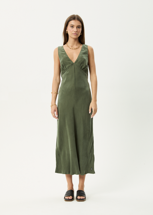 Afends Gia Cupro Maxi Dress - Deep Green