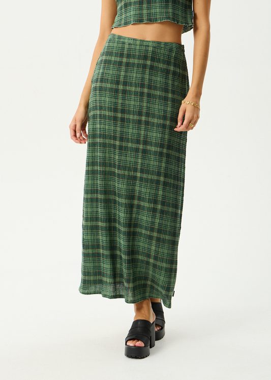 Afends Lonnie Seersucker Maxi Skirt - Hunter Green