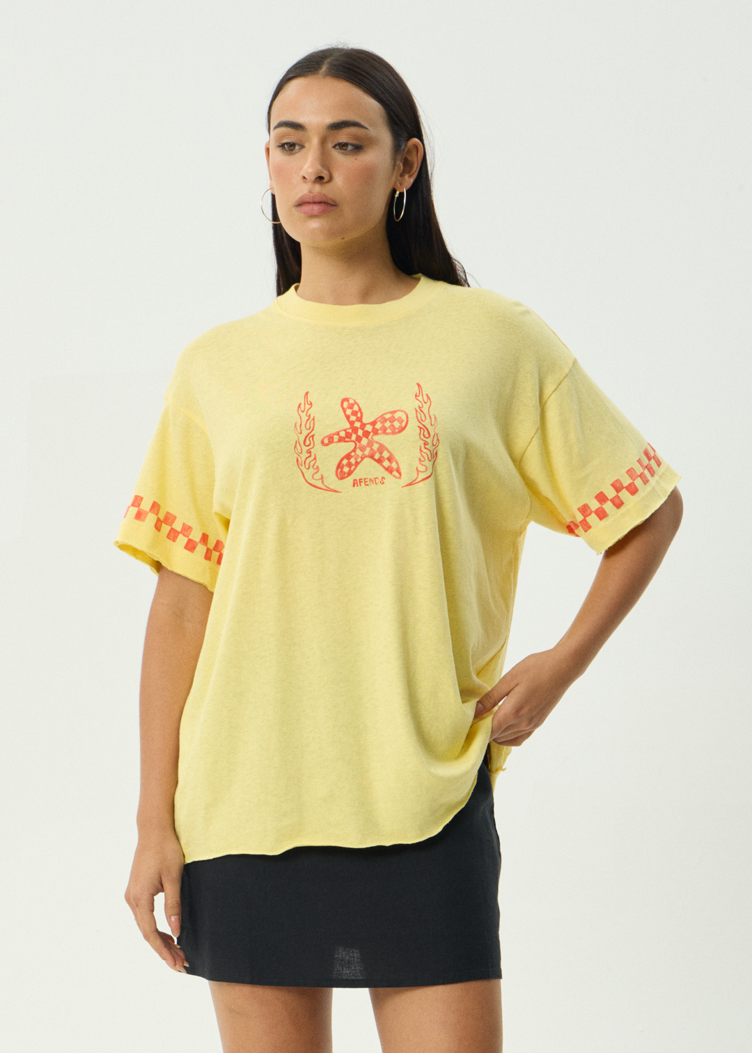 Afends Calda Oversized Tee Lemon