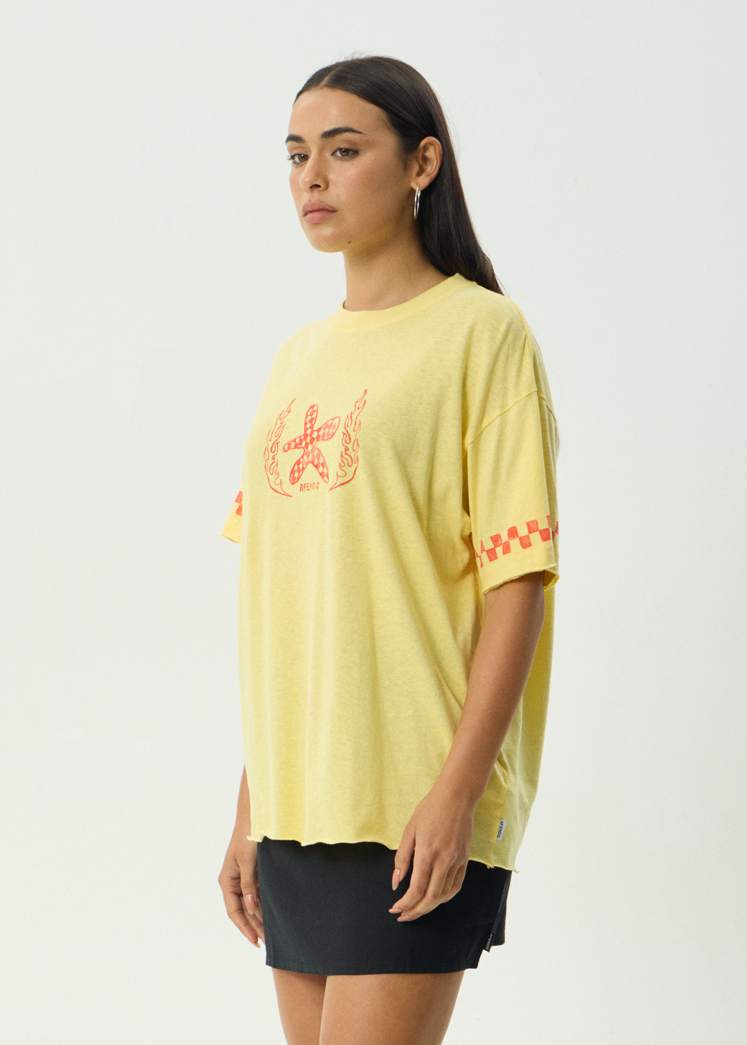 Afends Calda Oversized Tee Lemon