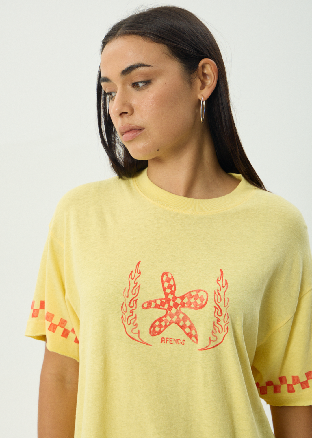 Afends Calda Oversized Tee Lemon