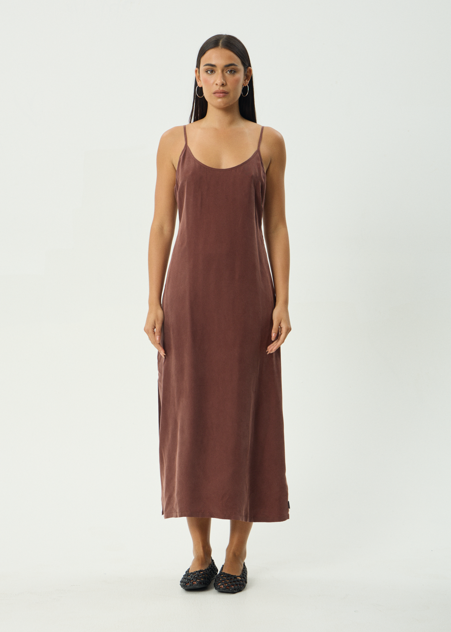 Afends Valley Cupro Maidi Dress Hazelnut
