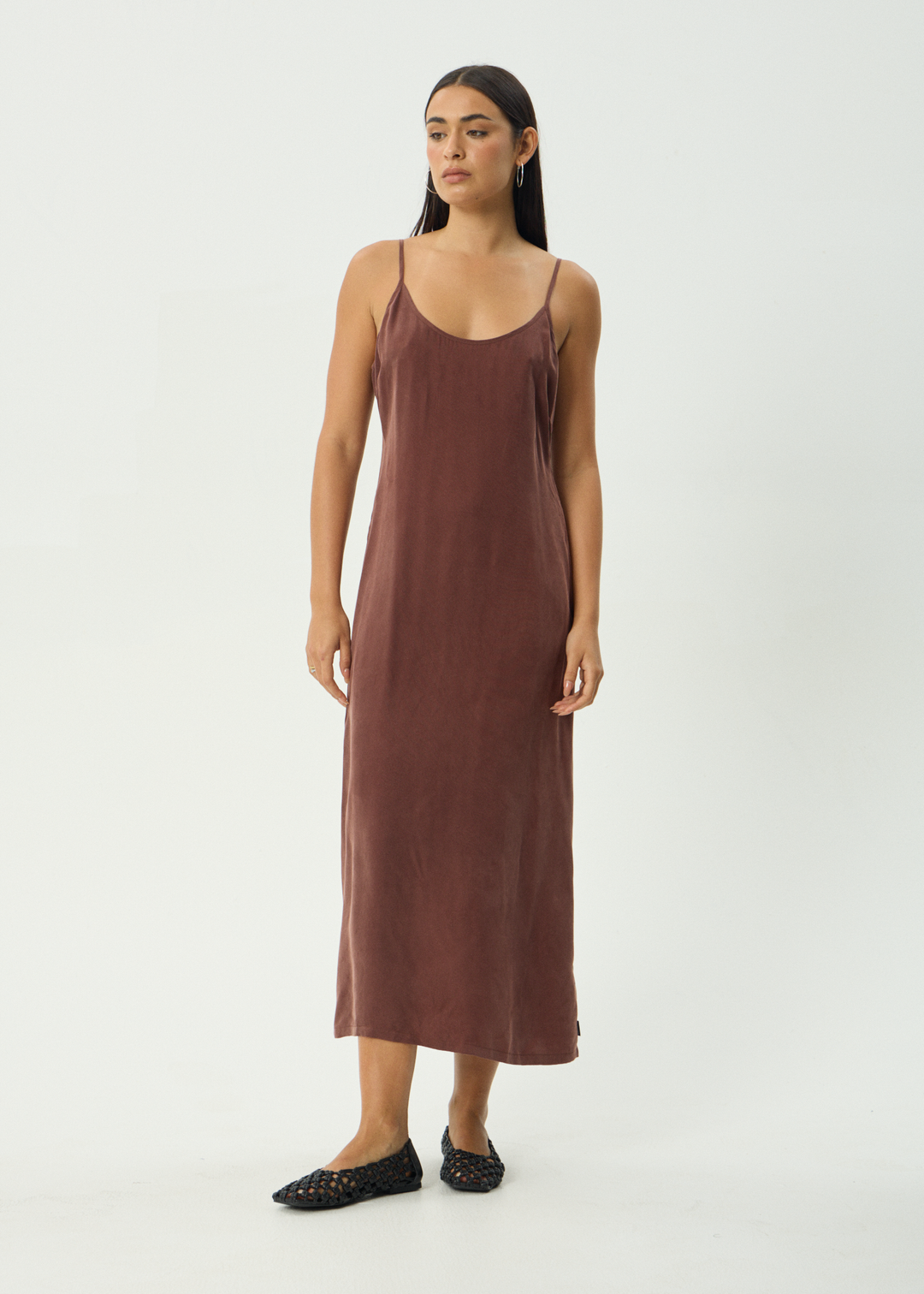 Afends Valley Cupro Maidi Dress Hazelnut