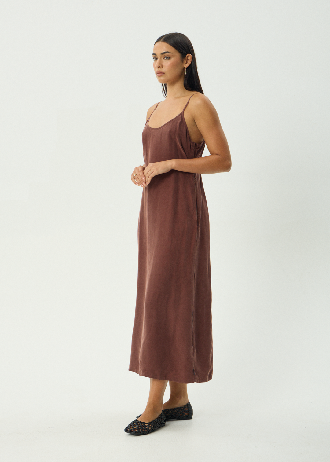 Afends Valley Cupro Maidi Dress Hazelnut