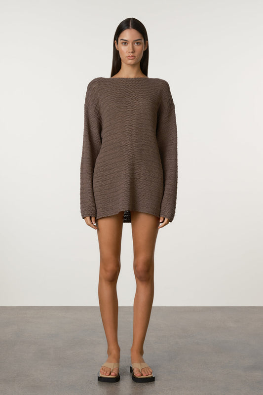 Zulu and Zephyr Carob Lattice Knit Jumper