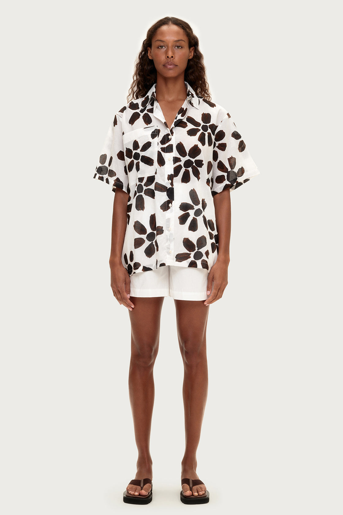 Zulu and Zephyr Cotton Shirt - Chocolate Flower
