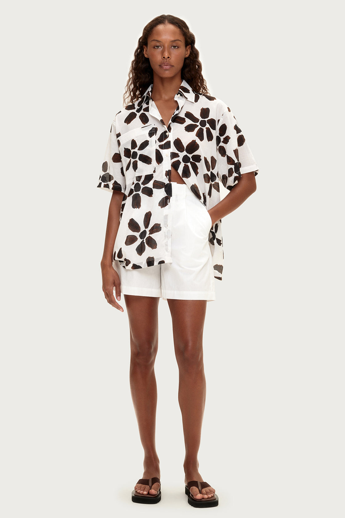 Zulu and Zephyr Cotton Shirt - Chocolate Flower