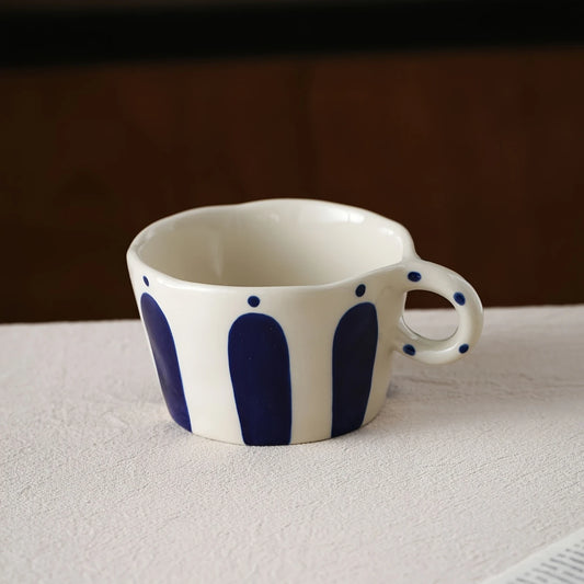 Haze Hand-Painted Ceramic Mug - Blue Wide Stripe