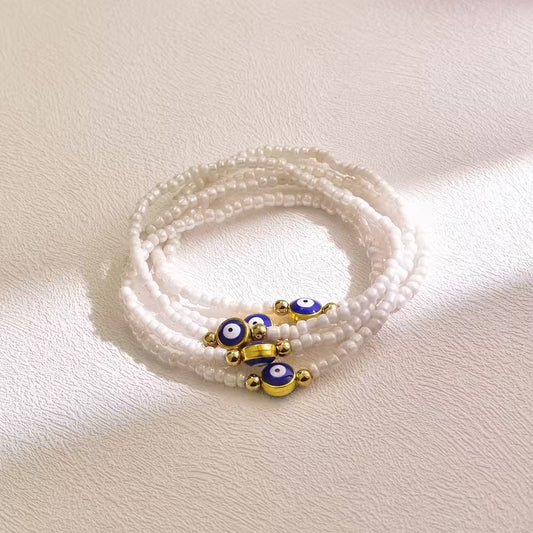 Haze Evil Eye Beaded Bracelet - White